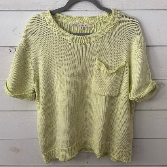 Rachel Roy Lime Green Knit Short Sleeve Sweater - Picture 2 of 10